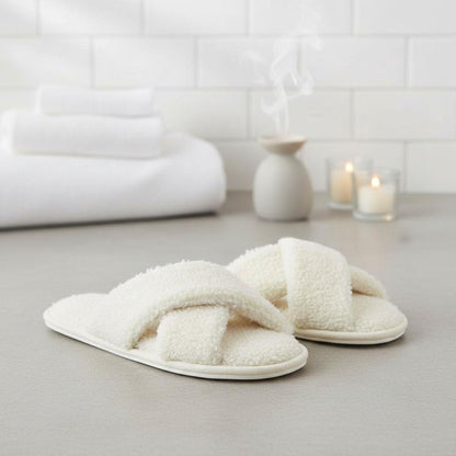 Women Crossover Slippers With Cozy Fur Memory Foam Fluffy Comfortable Sliders