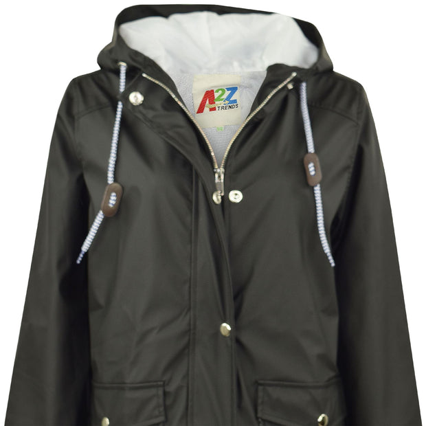 PU Raincoat Jacket Windbreaker Waterproof Parka Hooded Girls Boys Age 5-13 Years