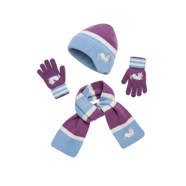 Kids Girls Hat Scarf Gloves Set Winter Warm Knitted Scarf Beanie Ear Flap Cap