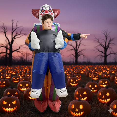 Kids Inflatable Clown Costume Fancy Dress Multicolour Blow Up Halloween Costume