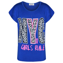 Kids Girls NYC GIRLS RULE Printed Trendy Top & Fashion Legging Set 7-13 Years