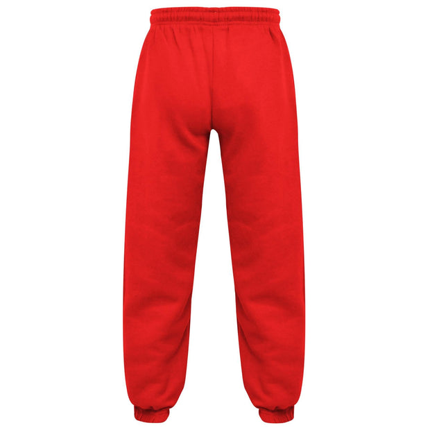 Kids Girls Boys Plain Jogging Bottoms Cuffed Joggers Sweatpants Trousers 2-14 Yr