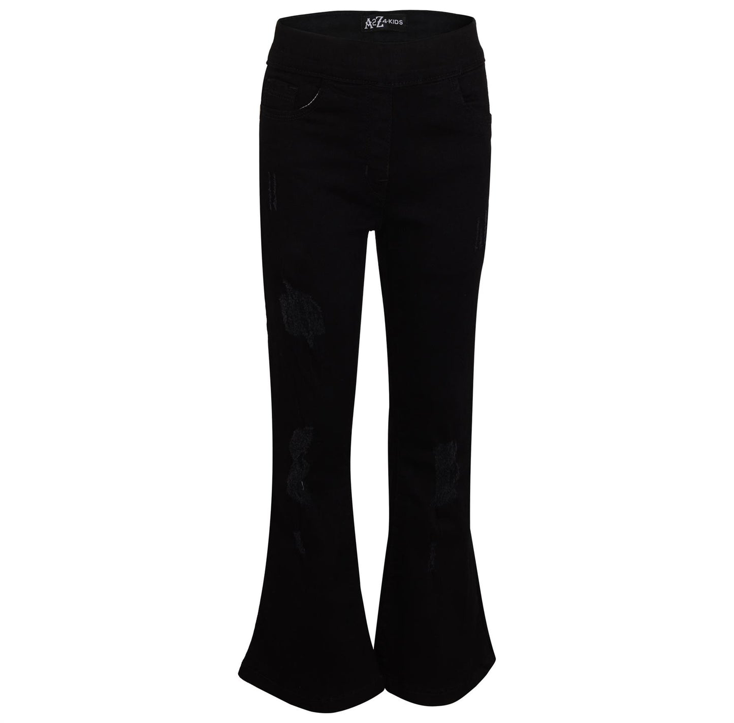 Kids Girls Denim Jeans Comfort Stretchy Flared Bell Bottom Ripped Fashion Pants