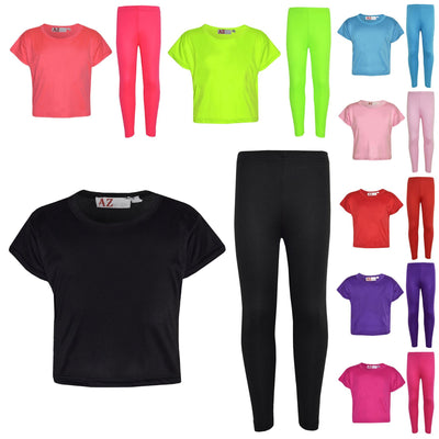 A2Z 4 Kids Girls Top Kids Plain Color Stylish Crop Top & Fashion Legging Set New Age 7 8 9 10 11 12 13 Years - A2Z 4 Kids