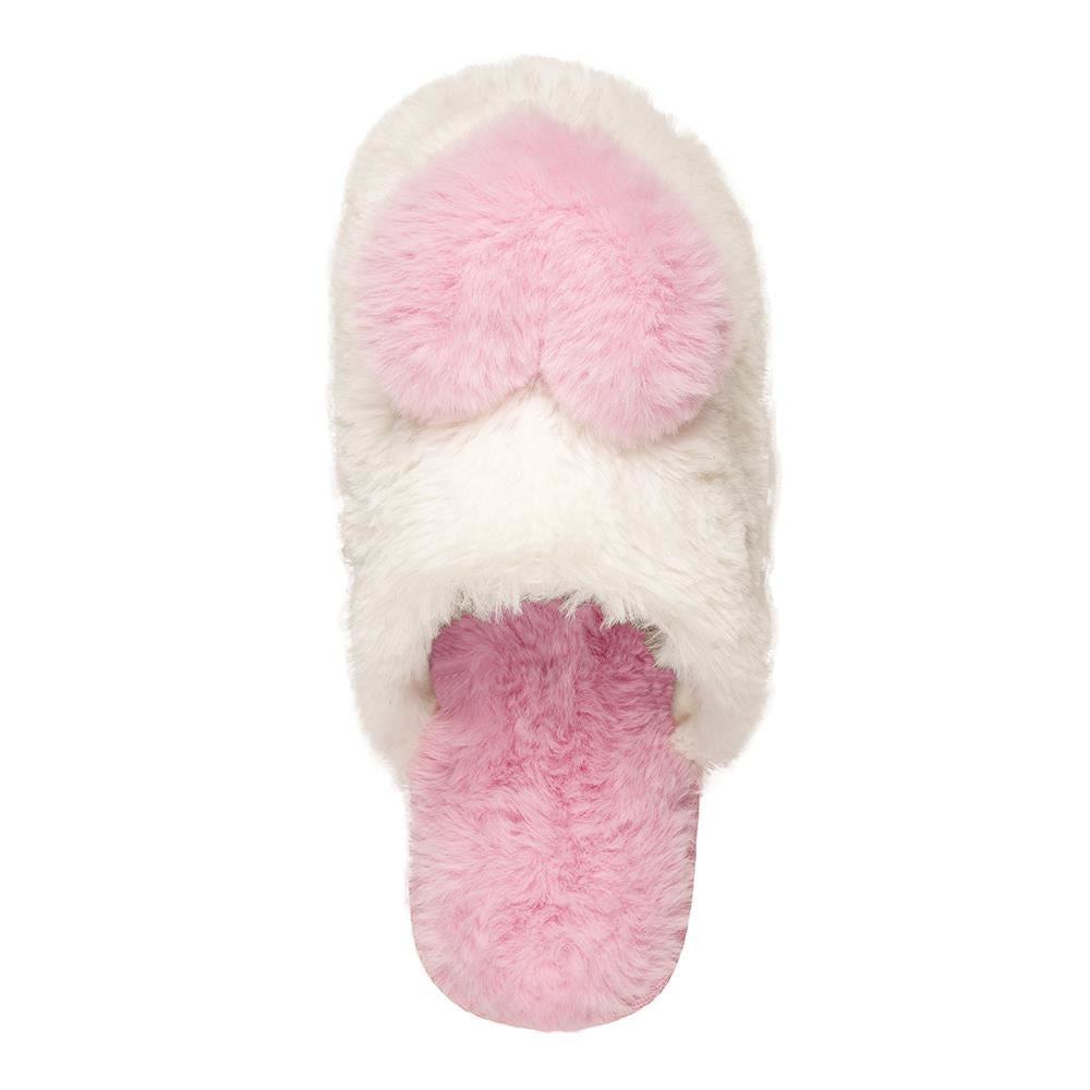 A2Z Ladies 3D Heart Mule Slippers Soft Plush Faux Fur Indoor Slip On House Shoes