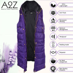 Kids Girls Oversized Gilet Long Line Hooded Quilted Jacket Long Sleeveless Coat