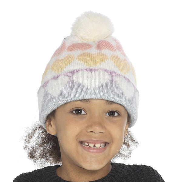 A2Z 4 Kids Girls Hats Ombre Hearts Knit Pom Pom Beanie Soft Winter Warm Caps