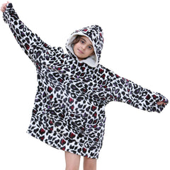 Kids Girls Boys Oversized Hoodie ANIMAL Snuggle Blanket Fleece Kangaroo Pocket