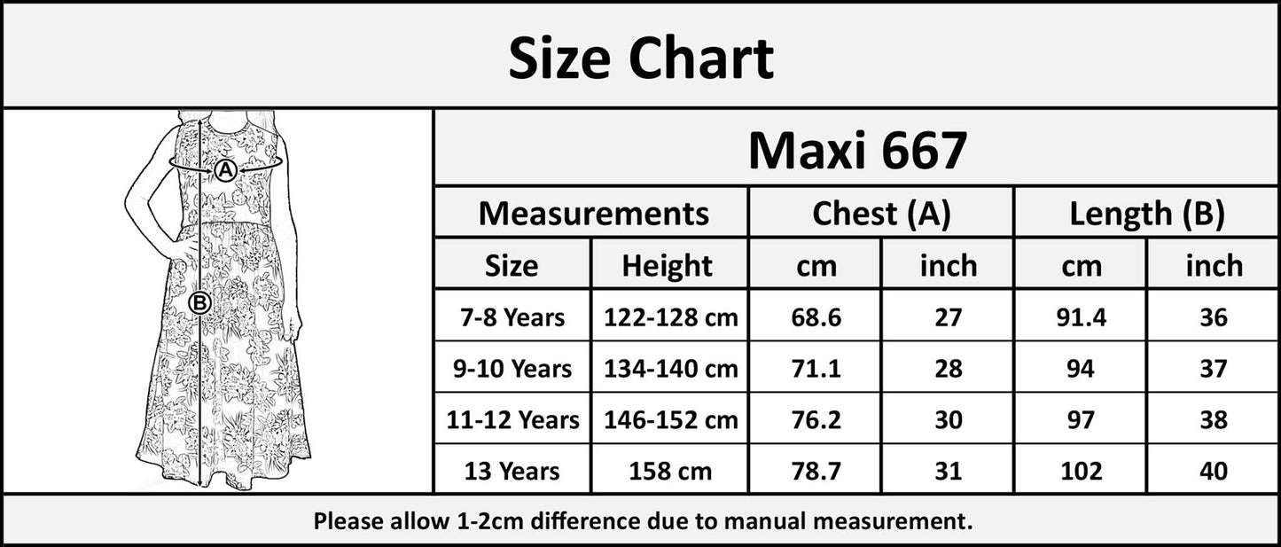 Kids Girls Maxi Dress Sleeveless Printed Party Fashion Summer Long Skater Dress