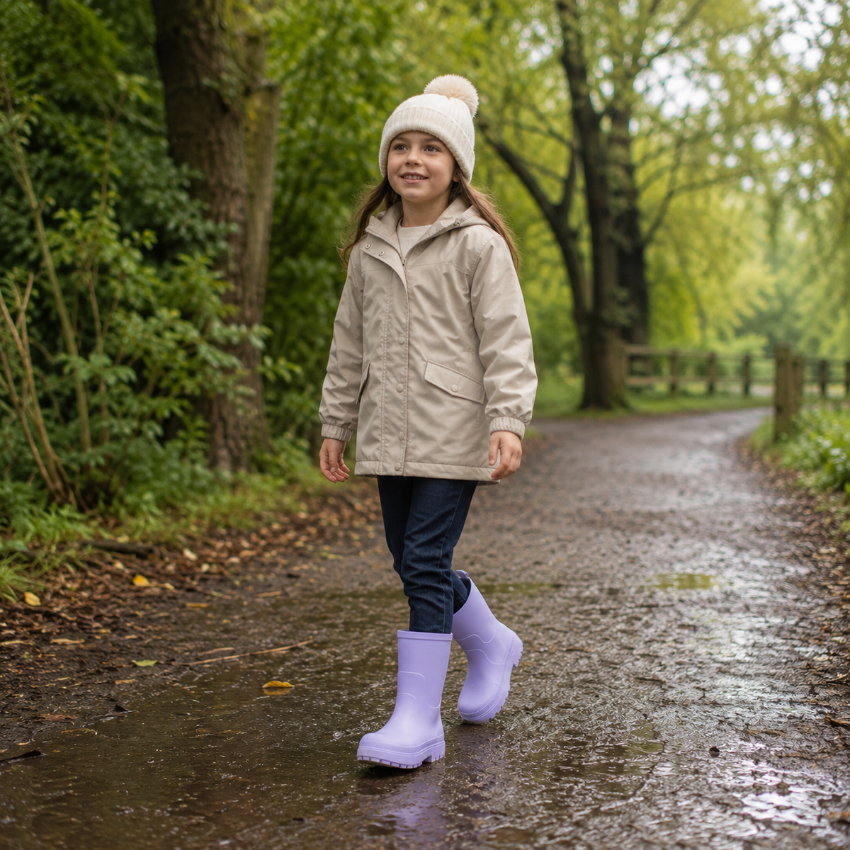 Kids Girls Wellington Wellies Non-Slip Waterproof Lightweight Rain Boots