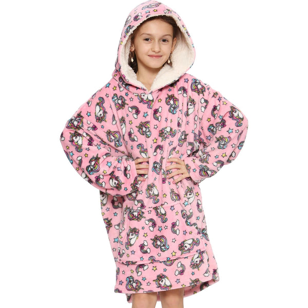 Kids Girls Boys Oversized Hoodie Snuggle Blanket Super Soft Warm Fleece