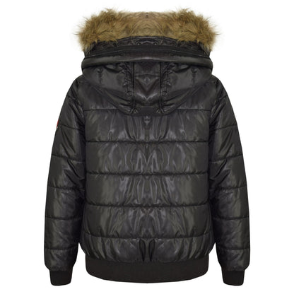 Boys Girls Jackets Kids Maya Faux Fur Hooded Padded Puffer Bubble Coats 5-13 Yrs