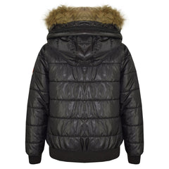 Boys Girls Jackets Kids Maya Faux Fur Hooded Padded Puffer Bubble Coats 5-13 Yrs