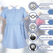 Kids Girls Gingham School Dress Check Belted Dresses With Matching Scrunchies - A2Z 4 Kids