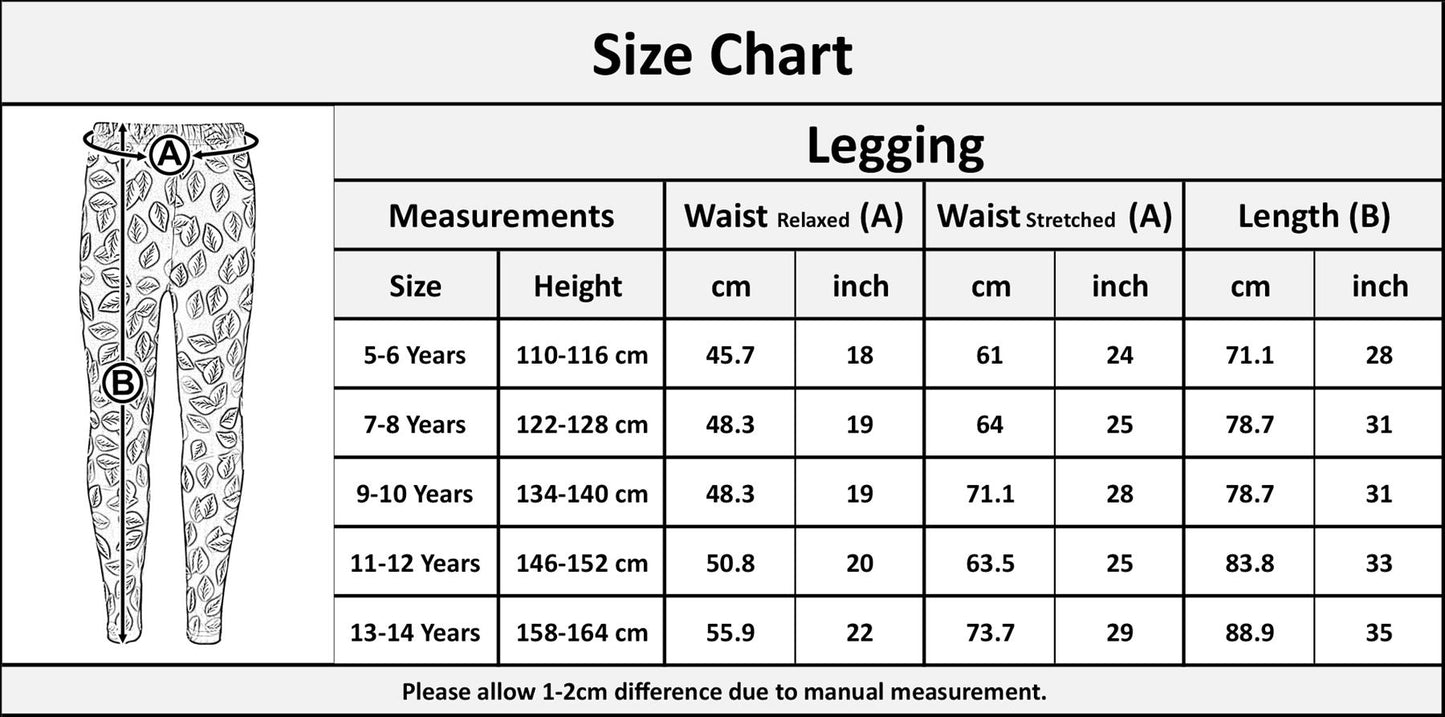 Kids Girls Leaves Leggings Elasticated Waist Comfortable Summer Fashion Bottoms