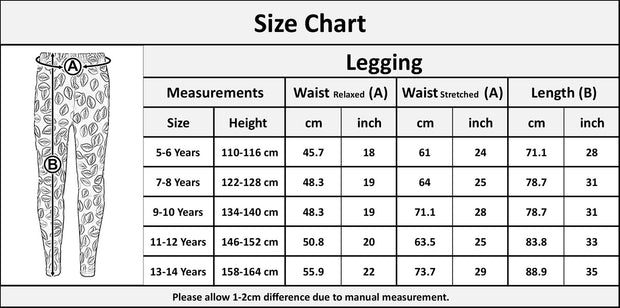 Kids Girls Leaves Leggings Elasticated Waist Comfortable Summer Fashion Bottoms