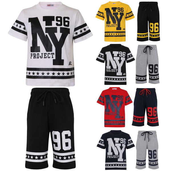 Kids Boys Girls T Shirt Short Set NY New York T-Shirt Top Shorts Set Age 5-13