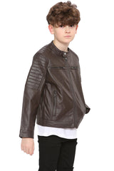Kids Motorcycle Biker Jacket PU Leather Stylish Jacket Boys Age 5-13 Years