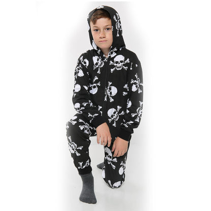 Kids Girls Boys Skull Print Crop Top Legging Skater Dress Halloween Costume 5-13