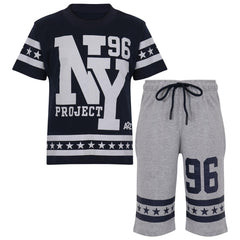 Kids Boys Girls T Shirt Short Set NY New York T-Shirt Top Shorts Set Age 5-13