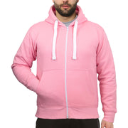 Mens Fleece Plain Zipper Hooded Long Sleeve Sweatshirt For Adults S-4XL