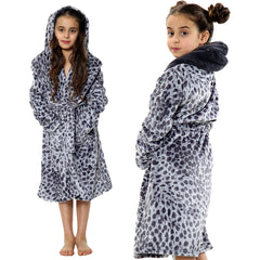 A2Z 4 Kids Soft Leopard Print Bathrobe Dressing Gown