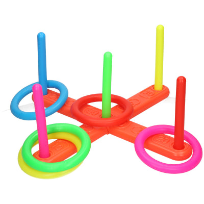 Kids Ring Toss Game Set Outdoor Fun Plastic Quoits Hoop Toss Garden Family Games