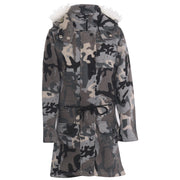 A2Z 4 Kids Camouflage Charcoal Print Parka Jacket Faux Fur Hooded Coat Drawstring Waist Fashion Girls Age 5-13 Years