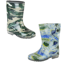 Kids Boys Anti-Skid Waterproof Rubber Wellies Lightweight Kids Wellington Boots