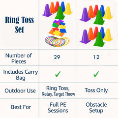 Kids PE Activity Set Cones, Rings, Bean Bags, Outdoor Garden Playground Games