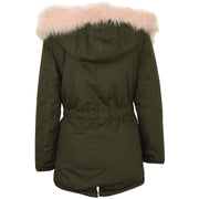 Kids Hooded Jacket Girls Fur Parka School Jackets Outwear Coat 5-13 Years