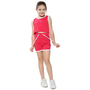 A2Z 4 Kids Girls Shorts Set 100% Cotton Contrast Taped Trendy Fashion Summer Pink T Shirt Top and Hot Short Pants Outfit Set New Age 5 6 7 8 9 10 11 12 13 Years