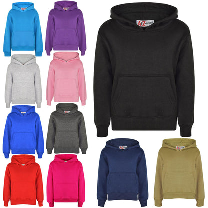 Girls Boy Plain & Tie Dye Print Sweatshirt Pullover Hooded Jumper PE School Coat