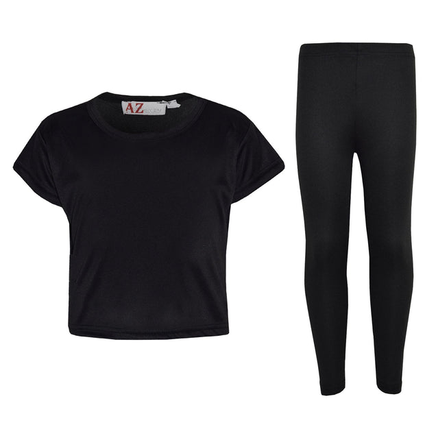 A2Z 4 Kids Girls Top Kids Plain Color Stylish Crop Top & Fashion Legging Set New Age 7 8 9 10 11 12 13 Years - A2Z 4 Kids