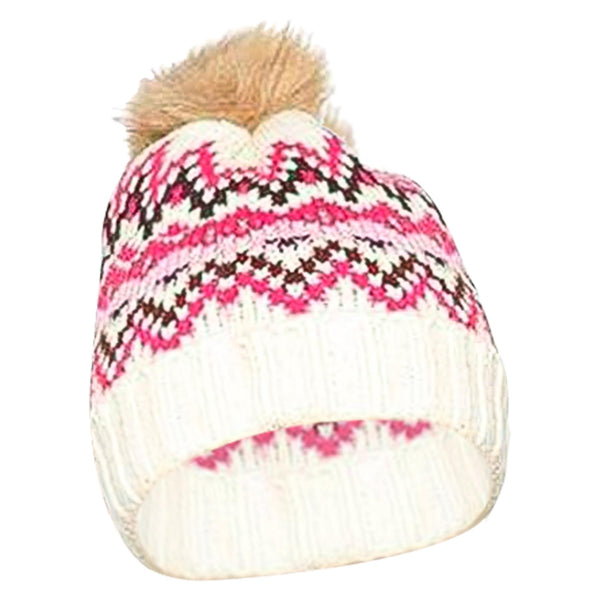A2Z 4 Kids Girls Hats Fairisle Knitted Pom Pom  Winter Warm Cozy Beanie Hats