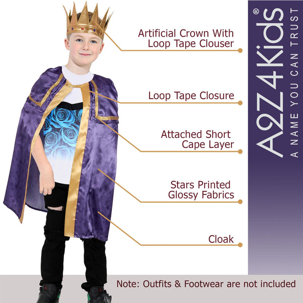 A2Z 4 Kids Christmas King Attire Xmas Nativity Three Kings Wise Man Outfit Nativity School Plays Xmas Fancy Dress for Boys Age 3-14 Years