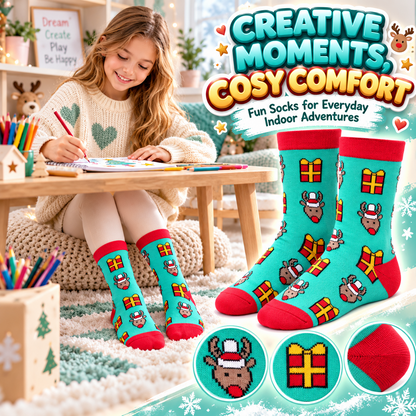 Kids Boys Girls Cotton Rich Christmas Socks Xmas Festive Soft Winter Socks