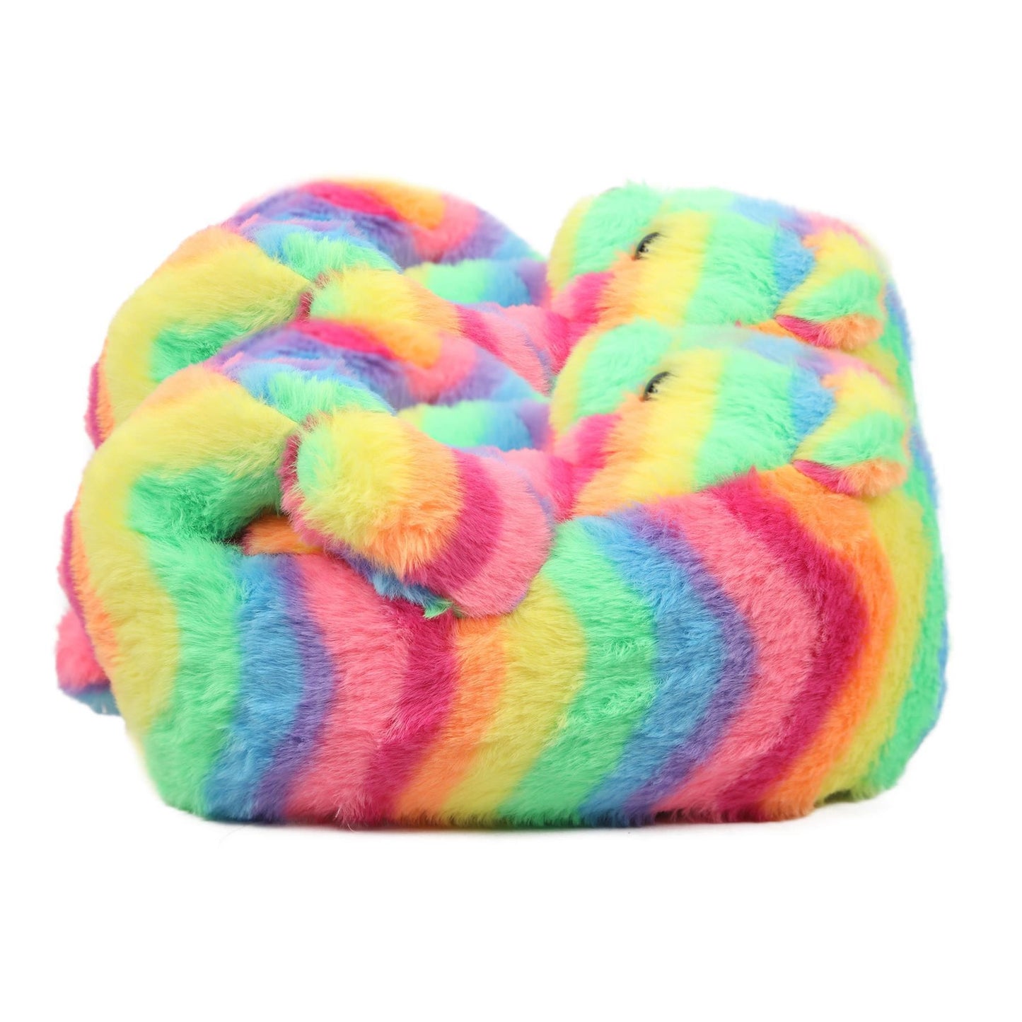 Kids Girls Womens 3D Rainbow Bear Slippers Cute Animal Face Soft Plush Warm Shoe