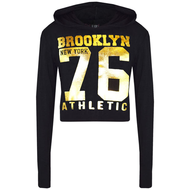 Girls Tops Kids Brooklyn 76 Hooded Crop Top & Legging Lounge Wear Set 7-13 Years