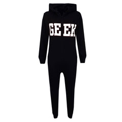 A2Z 4 Kids Girls Boys GEEK Hooded Onesie Children Hooded Ribbed Cuffs Pyjamas