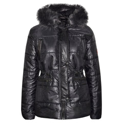 Kids Girls Jackets Puffer Hooded Detachable Faux Fur Wet Look Padded Long Coats
