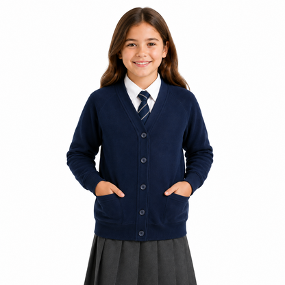 Kids Girls Scouts School Uniform Cardigan Long Sleeve Sweat Knitted Cardigan