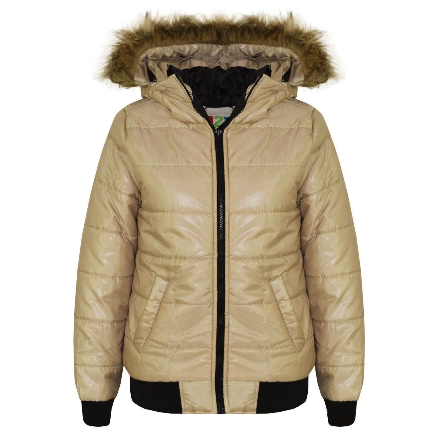 Boys Girls Jackets Kids Maya Faux Fur Hooded Padded Puffer Bubble Coats 5-13 Yrs