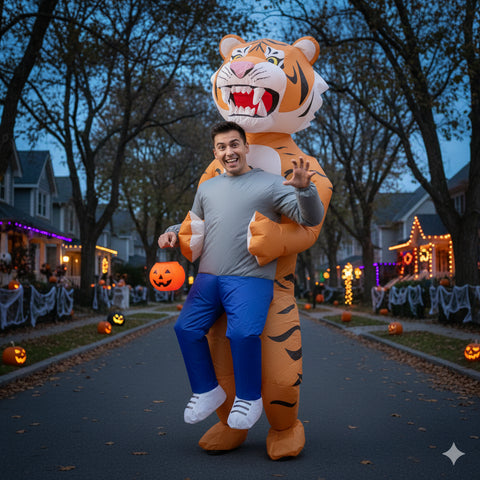 A2Z Adults Mens Ladies Inflatable Tiger Halloween Costume Box Funny Fancy Dress