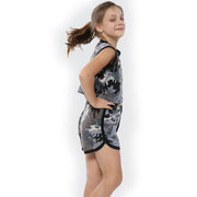 A2Z 4 Kids Kids Girls Shorts Set 100% Cotton Contrast Taped Trendy Fashion Summer Camouflage Charcoal T Shirt Top and Hot Short Pants Outfit Set New Age 5 6 7 8 9 10 11 12 13 Years