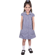 Girls Uniform School Dress Gingham Check Printed Dress With Matching Scrunchies - A2Z 4 Kids