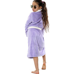 Kids Soft Fleece Bathrobe Dressing Gown Hooded Swim Beach Girls Boys 2-13 years