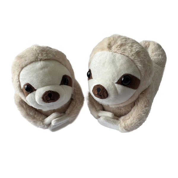 A2Z Womens Plush Slippers 3D Animal Sloth Warm and Soft Indoor House Shoes Beige