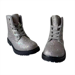 A2Z 4 Kids Girls Galaxy Glitter Winter Snow Boots Shoes PU Lace Up Ankle Shoes