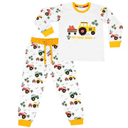 A2Z 4 Kids You Are Tractor Pyjama Set Contrast Colour PJS Matching Top Bottom White Pyjamas Comfy Loungewear Dress Up Outfit Gifts for Girls & Boys Age 2-13 Years